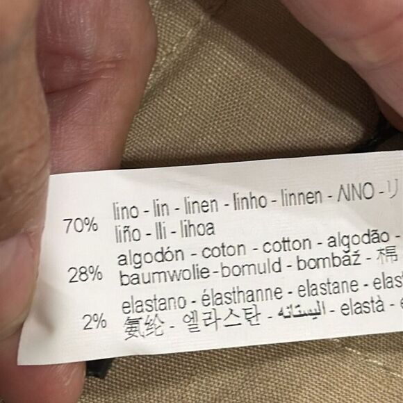 (J) Zara Women Linen Blend Cargo Pants Beige, Straight Leg, Wide Cuffs at Ankle - Picture 6 of 13